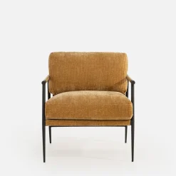 Fotel sztruksowy musztardowy DRITRE