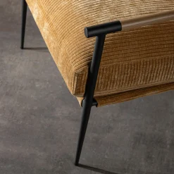 Fotel sztruksowy musztardowy DRITRE