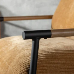 Fotel sztruksowy musztardowy DRITRE