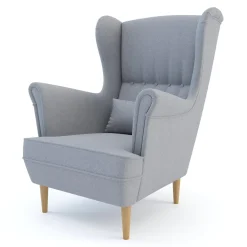 Fotele Wypoczynkowe| Fotel uszak jasnoszary VENUS