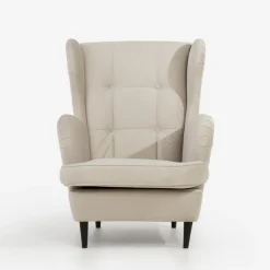 inny Fotel uszak welurowy kremowy VITO