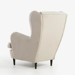 inny Fotel uszak welurowy kremowy VITO
