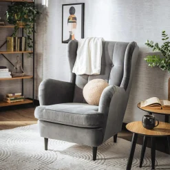 Fotele Wypoczynkowe|inny Fotel uszak welurowy szary VITO