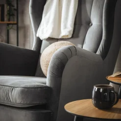 Fotele Wypoczynkowe|inny Fotel uszak welurowy szary VITO