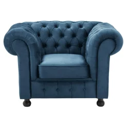 Inspire Fotel welurowy granatowy CHESTER