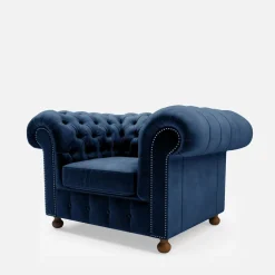 Fotele Wypoczynkowe|Inspire Fotel welurowy lazurowy CHESTER
