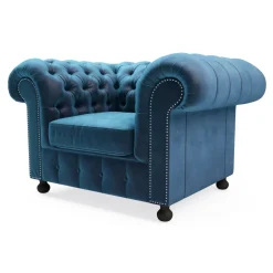 Inspire Fotel welurowy niebieski CHESTER