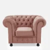 Fotele Wypoczynkowe|Inspire Fotel welurowy pudrowy róż CHESTER