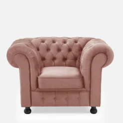 Fotele Wypoczynkowe|Inspire Fotel welurowy pudrowy róż CHESTER