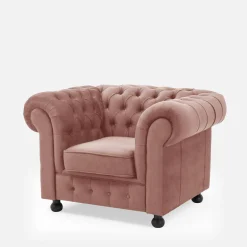 Fotele Wypoczynkowe|Inspire Fotel welurowy pudrowy róż CHESTER