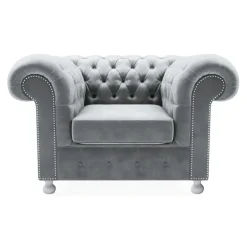 Inspire Fotel welurowy szary CHESTER