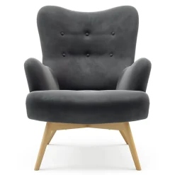 Fotel welurowy szary ZELE
