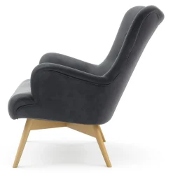 Fotel welurowy szary ZELE