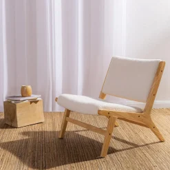 Fotel wypoczynkowy boucle beżowy STARKINI