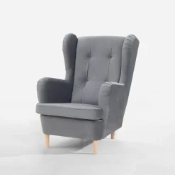 Fotele Wypoczynkowe| Fotel wypoczynkowy uszak szary ASEL