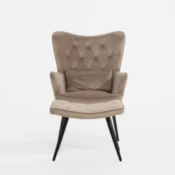 Fotele Wypoczynkowe|inny Fotel wypoczynkowy z podnóżkiem beżowy JEXI