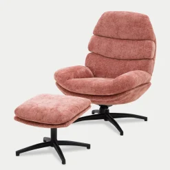 Fotel wypoczynkowy z podnóżkiem różowy DEFIT