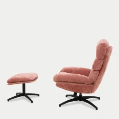 Fotel wypoczynkowy z podnóżkiem różowy DEFIT