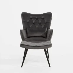 Fotele Wypoczynkowe|inny Fotel wypoczynkowy z podnóżkiem ciemnoszary JEXI