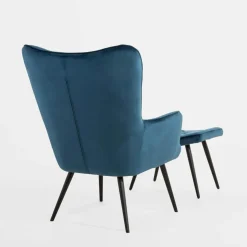 Fotele Wypoczynkowe|inny Fotel wypoczynkowy z podnóżkiem granatowy JEXI