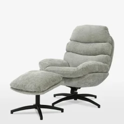 Fotel wypoczynkowy z podnóżkiem szary DEFIT