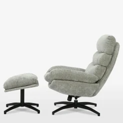 Fotel wypoczynkowy z podnóżkiem szary DEFIT