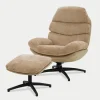 Fotel wypoczynkowy z podnóżkiem beżowy DEFIT