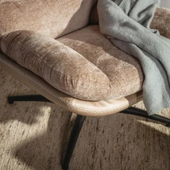 Fotel wypoczynkowy z podnóżkiem beżowy DEFIT