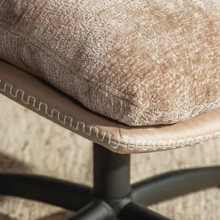 Fotel wypoczynkowy z podnóżkiem beżowy DEFIT