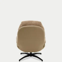 Fotel wypoczynkowy z podnóżkiem beżowy DEFIT