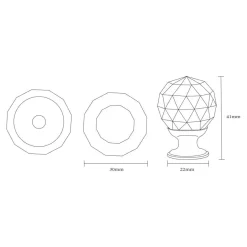 Gałki| Gałka PORTO KRYSZTAŁ KULA 3 cm chrom/czarne szkło