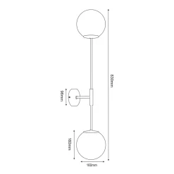Kinkiety|Luminex Kinkiet 2 kule czarno-złoty GLAME