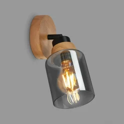 Kinkiety|inny Kinkiet czarny jasne drewno HEMA