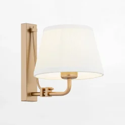 inny Kinkiet do salonu abażur biało-złoty ATRANI