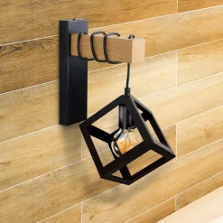 Kinkiet geometryczny czarny SWEDEN WOOD