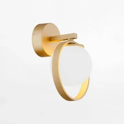 Kinkiety|inny Kinkiet kulisty klosz złoty SATURNIA