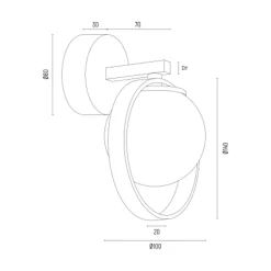 Kinkiety|inny Kinkiet kulisty klosz złoty SATURNIA