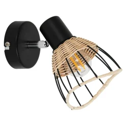 Zumaline Kinkiet rattan czarny GENT