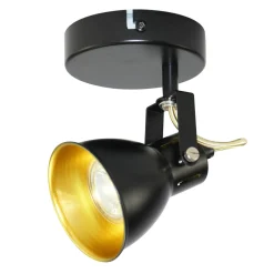 Kinkiety|LED-POL Kinkiet reflektor czarno-złoty ORO FALCO
