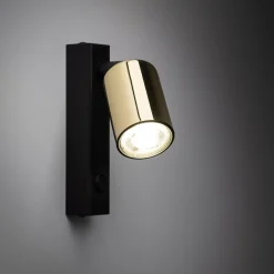 TK Tomasz Krywult Kinkiet reflektor z włącznikiem czarno-złoty TOP