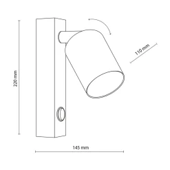 TK Tomasz Krywult Kinkiet spot z włącznikiem biały TOP
