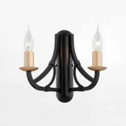 Kinkiety|inny Kinkiet świecznikowy czarno-złoty LORENZO