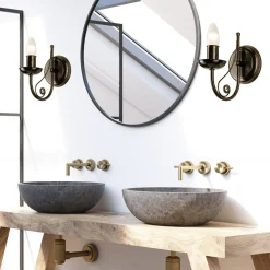 Kinkiety| Kinkiet świecznikowy retro czarno-złoty DONATO