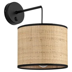 TK Tomasz Krywult Kinkiet z włącznikiem abażur rafia plecionka LIBERIA