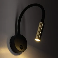 Kinkiety|TK Tomasz Krywult Kinkiet z włącznikiem czarno-złoty LAGOS