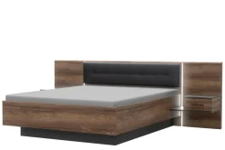FORTE Łóżko BELLEVUE 180x200 z oświetleniem, z szafkami nocnymi