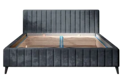 Łóżka Tapicerowane|Łóżka| Łóżko grafitowe ze stelażem MAGGIE FULL 160x200 cm