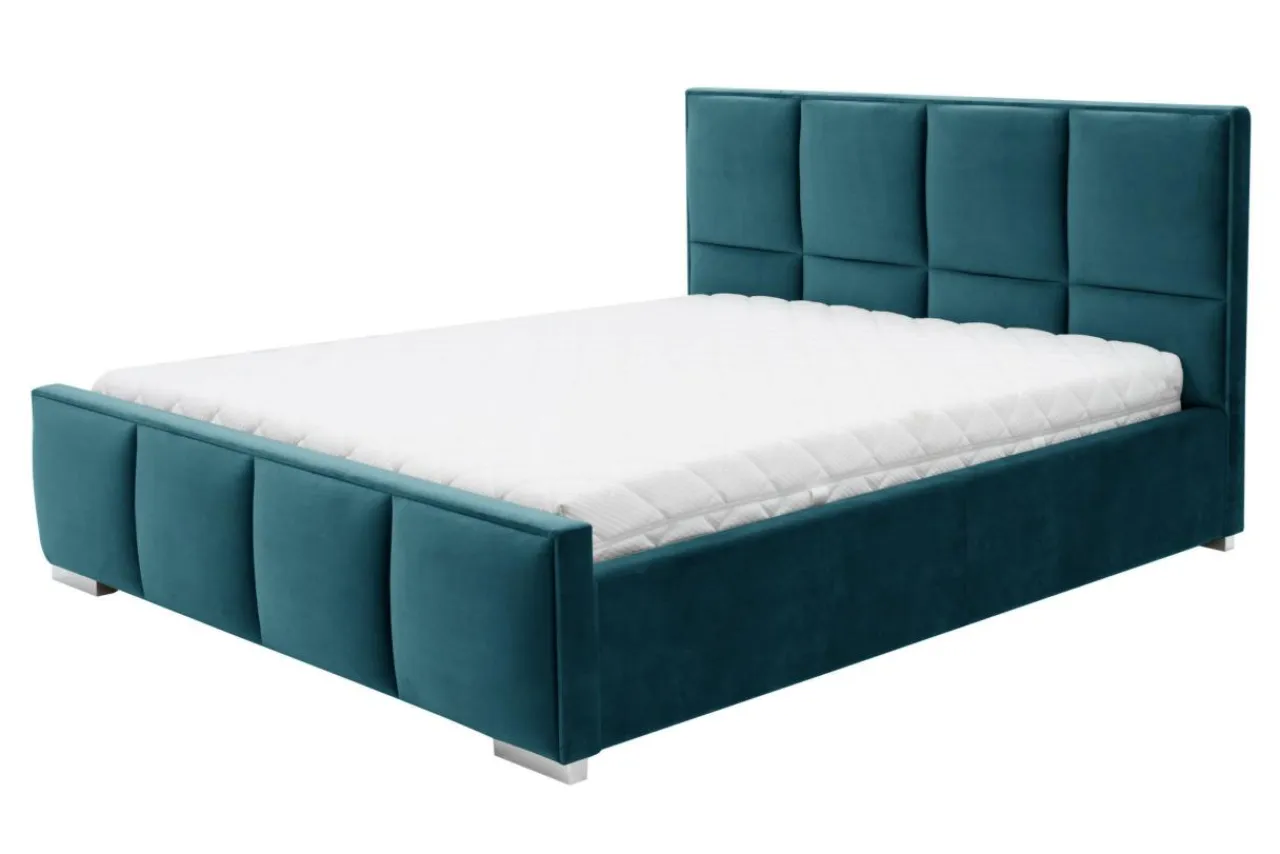 Łóżka Tapicerowane|Łóżka| Łóżko kolor morski FABRIZZIO SQUERE P 160x200 cm