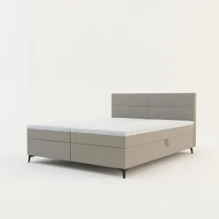 Łóżka Tapicerowane|Łóżka| Łóżko kontynentalne beżowe MARY 160x200 cm