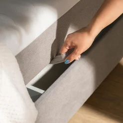 Łóżka Tapicerowane|Łóżka| Łóżko kontynentalne beżowe MARY 160x200 cm